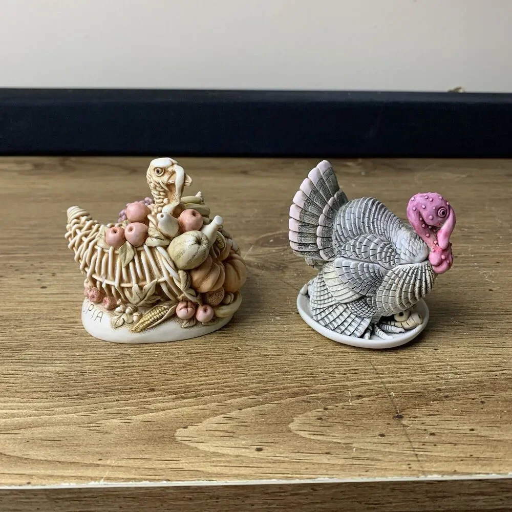 Harmony Kingdom Turkey Gobblefest Cornucopia Thanksgiving Trinket Box Figurines